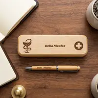 Set pix in cutie din lemn personalizata - Farmacist