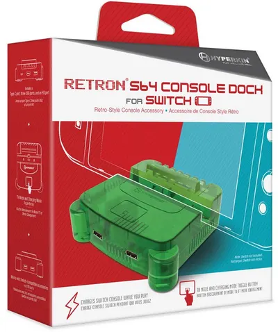 Stație de încărcare cu andocare Hyperkin - RetroN S64 Console Dock, verde (Nintendo Switch)