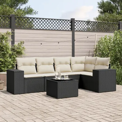 Gossi set mobilier de gradina cu perne, 6 piese, negru, poliratan