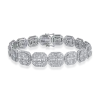 Bratara tennis din aur alb cu diamante baguette si rotunde de 10.94ct