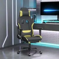 Gossi scaun gaming masaj/suport picioare, negru/verde deschis textil