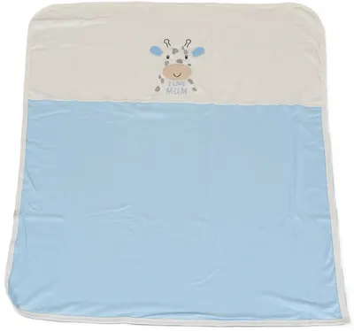 Păturică pentru bebeluși Cangaroo - Mum's Giraffe, 90 х 100 cm, albastru