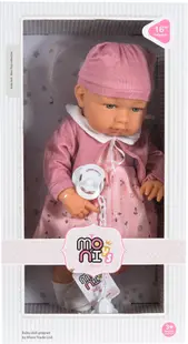 Păpuşă Moni Toys - Cu haine roz si suzeta, 41 cm