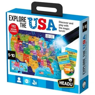 Headu - Joc STEM explorati Statele Unite ale Americii cu lanterna inclusa 5-10 ani