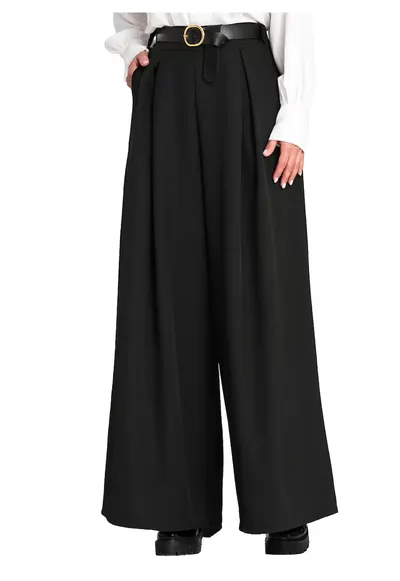 Pantaloni dama - eleganti - negru - poliester-elastan