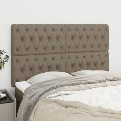 vidaXL Tăblie de pat gri taupe 144x7x118/128 cm, material textil