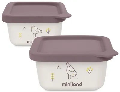 Recipiente pentru alimente Miniland - Eco Friendly, 2 x 400 ml, Bird