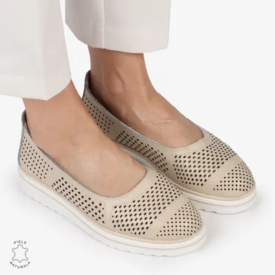 Balerini Dama Piele naturală CRL0105 BEJ
