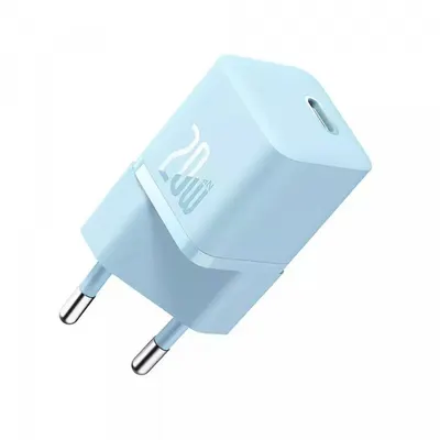 Incarcator Retea Baseus GaN Mini 1C, 20W, 3A, 1 x USB-C, Albastru CCGN050103