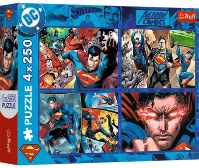 Puzzle Trefl din 4 x 250 piese - Curajul lui Superman
