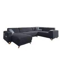 Colțar gri antracit extensibil/cu spațiu de depozitare (cu colț pe partea dreaptă/în formă de "U") Classy Sophie – Miuform