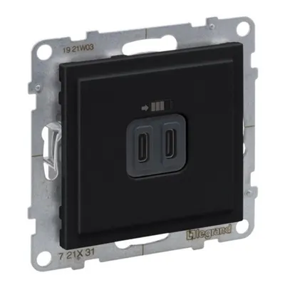 Incarc USB dublu, Tip C+C, negru