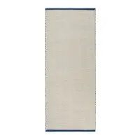 Covor tip traversă albastru/bej țesut manual din lână 80x170 cm Lenu – noo.ma