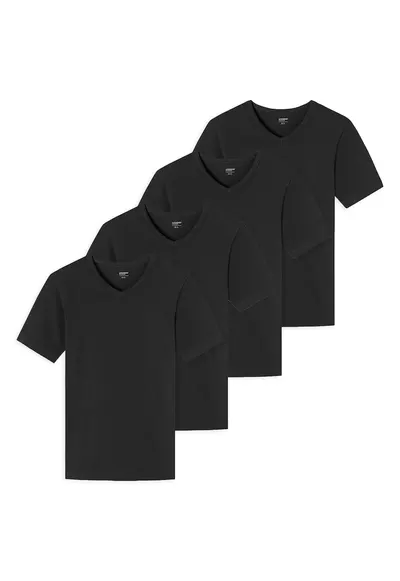 Set de tricouri cu decolteu in V - 4 piese - Negru