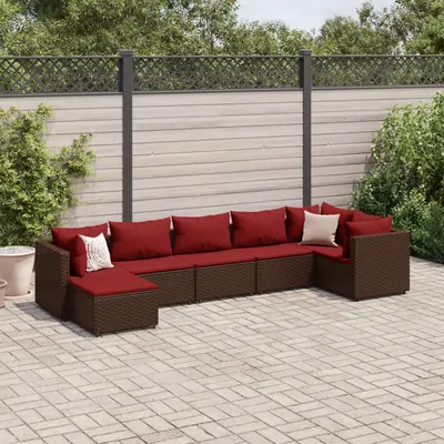 Gossi set mobilier de gradina cu perne, 7 piese, maro, poliratan