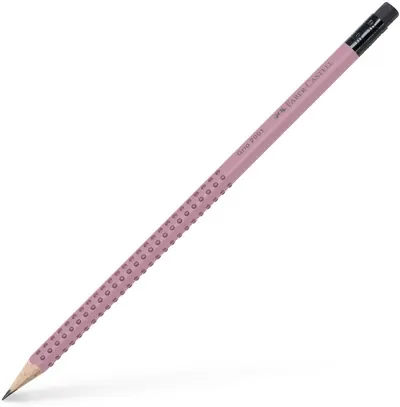 Creion de grafit Faber-Castell Grip - 2001, B, cu gumă de șters, roz