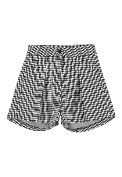 Pantaloni scurti fete poliester/viscoza/elastan - alb/negru