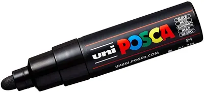 Marker permanent cu varf rotund Uni Posca - PC-7M, 5.5 mm, negru
