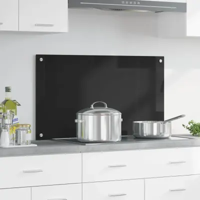vidaXL Panou de bucătărie Negru 90 x 50 cm sticlă securizată