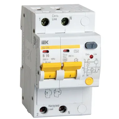 Bipolara cu protectie diferentiala RCBO AD12M 2P B16 30mA