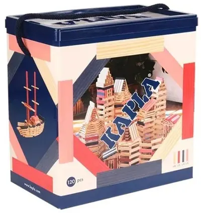 Constructor din lemn Kapla - 120 piese, cutie roz