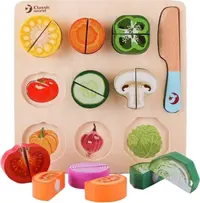 Puzzle din lemn pentru copii Classic World - Tăierea legumelor