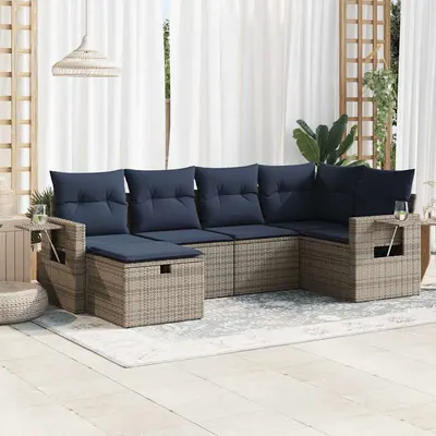 Gossi set mobilier gradina cu perne, 6 piese, gri, poliratan