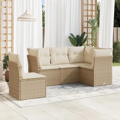 Gossi set canapele de gradina cu perne, 5 piese, bej, poliratan