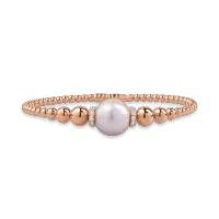 Bratara din aur roz cu perla de cultura de 14.5ct si diamante de 0.25ct