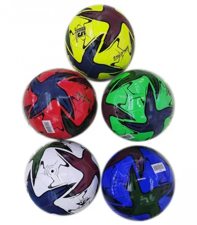Minge de fotbal colorata din piele ecologica lucioasa diametrul 21 cm