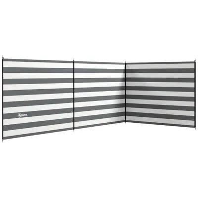 Outsunny Paravan de Plajă Pliabil din Poliester 540x150 cm Gri | Aosom Romania