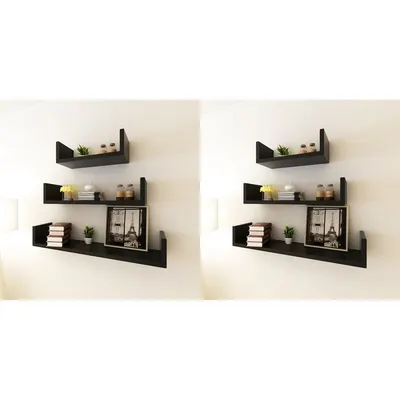 vidaXL Rafturi de perete, 6 buc., negru