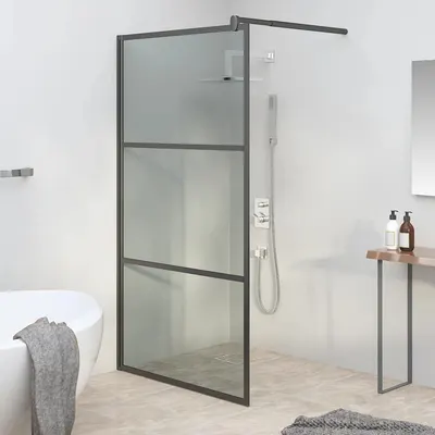 vidaXL Paravan duș walk-in negru 100x195 cm sticlă ESG culoare închisă