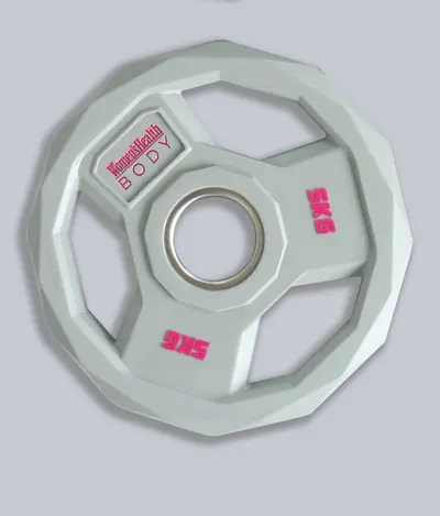 Discuri olimpice, 50/51mm, poliuretan, 5 KG, gri, Lukadora