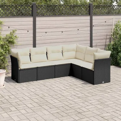 Gossi set mobilier de gradina cu perne, 6 piese, negru, poliratan