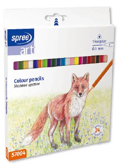Creioane colorate SpreeArt - Triunghiulare, Ø 3 mm, 24 buc.
