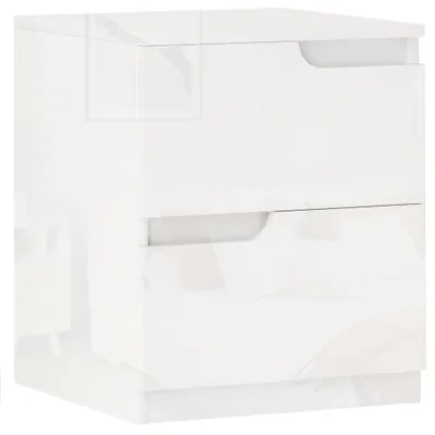 HOMCOM Noptieră Modernă cu 2 Sertare și Design Lucios, Noptieră pentru Dormitor din PAL, 40x40x48 cm, Alb Lucios | Aosom Romania