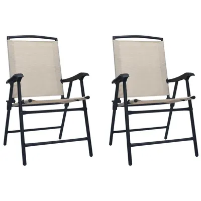 vidaXL Scaune pliante 2 buc Texilene Crem