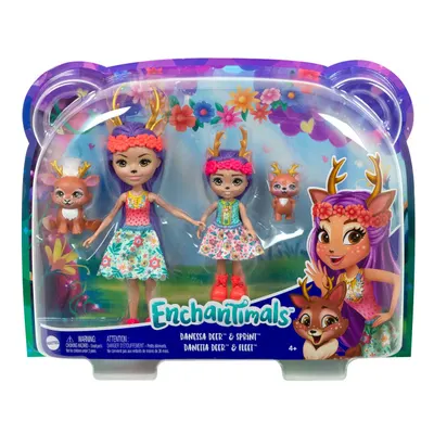 Set de păpuși Enchantimals - Danessa & Danetta Deer, 4 piese