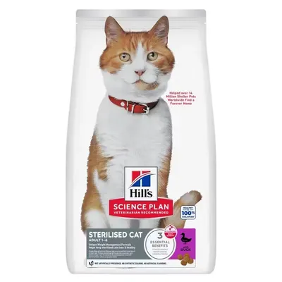 Hrana uscata pisici, Hill's Science Plan Feline Sterilised Adult 1-6 ani Duck, 3 kg