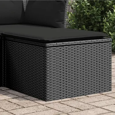 vidaXL Scaun de grădină cu pernă, negru, 55x55x37 cm, poliratan
