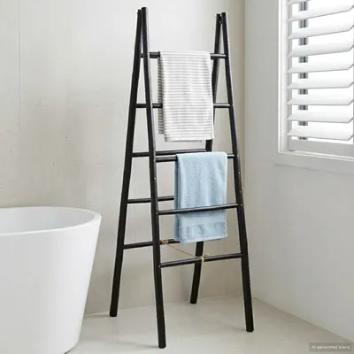 vidaXL Scară pentru pătură dublă Negru 50 x 50 x 159 cm Bambus