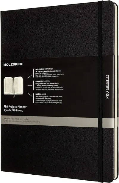 Agenda cu coperți țări Moleskine Pro Collection XL - Project Planner, negru