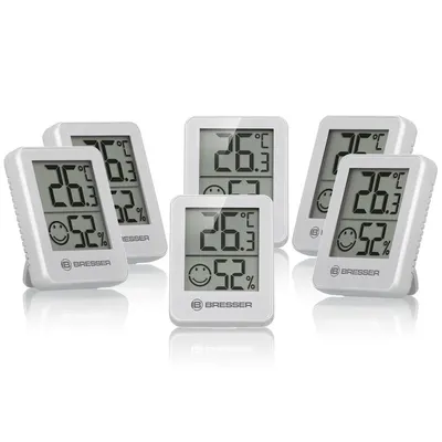 Set 6 statii meteo Bresser Temeo Hygro Indicator 7000015, termometru, higrometru, alb