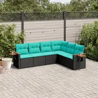 Gossi set canapele de gradina cu perne, 6 piese, negru, poliratan