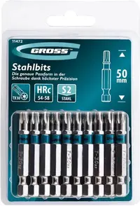 Set de biți Gross - TORX 30, 50 mm, S2, 10 buc.