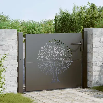 vidaXL Poartă de grădină 110 x 105 cm Oțel vopsit în pulbere Blocat