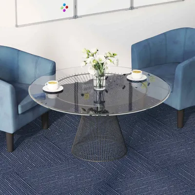 vidaXL Placă de carpetă Striped Blue 50 x 50 cm 36 buc. PP și bitum