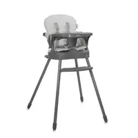 Scaun de masa pentru copii Lorelli Siesta Grey Leather 3 in 1 cu suport pentru picioare, tavita detasabila si centuri de siguranta