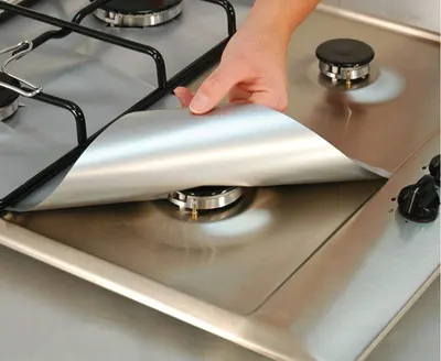 Set 4 Folii TEFLON GRI Detasabile pentru Aragaz din Teflon Lavabila Reutilizabila